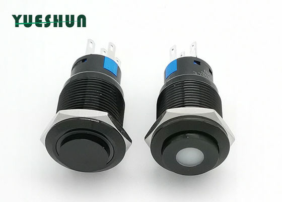 کیفیت  19mm Aluminum Push Button Switch High Round Head Blue White LED Lighted کارخانه