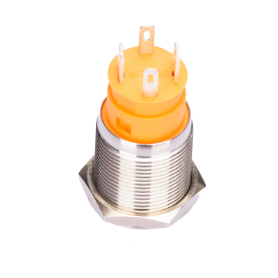 سوئیچ دکمه ای ضد آب Ip67 LED روشن 36 ولت فولادی 19 میلی متری معمولی باز