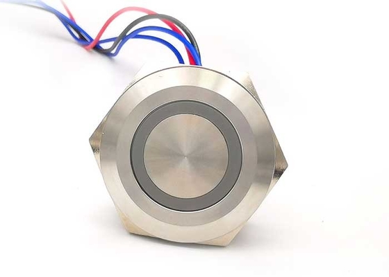 سوئیچ دکمه ای فشاری از جنس استنلس استیل سر توپ با LED روشن 19 میلی متری معمولی باز